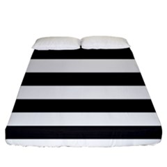 Black and White Large Stripes Goth Mime french style Fitted Sheet (California King Size)