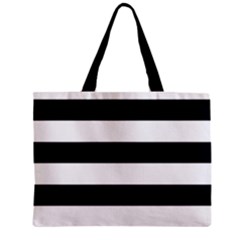 Black and White Large Stripes Goth Mime french style Zipper Mini Tote Bag