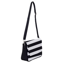 Black and White Large Stripes Goth Mime french style Shoulder Bag with Back Zipper