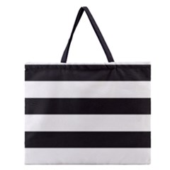 Black and White Large Stripes Goth Mime french style Zipper Large Tote Bag