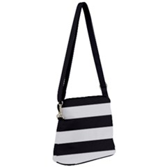 Black and White Large Stripes Goth Mime french style Zipper Messenger Bag