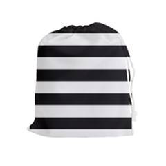 Black and White Large Stripes Goth Mime french style Drawstring Pouch (XL)