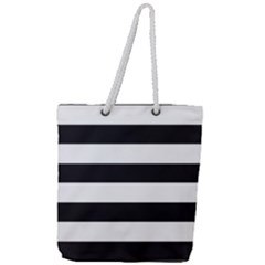 Black and White Large Stripes Goth Mime french style Full Print Rope Handle Tote (Large)