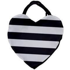 Black and White Large Stripes Goth Mime french style Giant Heart Shaped Tote