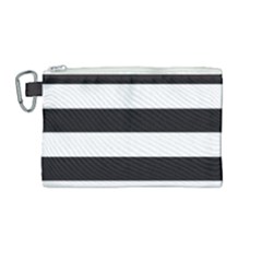 Black and White Large Stripes Goth Mime french style Canvas Cosmetic Bag (Medium)