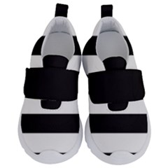 Black and White Large Stripes Goth Mime french style Kids  Velcro No Lace Shoes