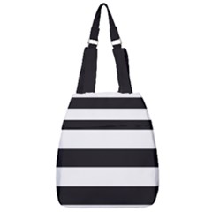 Black and White Large Stripes Goth Mime french style Center Zip Backpack