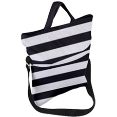 Black and White Large Stripes Goth Mime french style Fold Over Handle Tote Bag