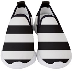 Black and White Large Stripes Goth Mime french style Kids  Slip On Sneakers