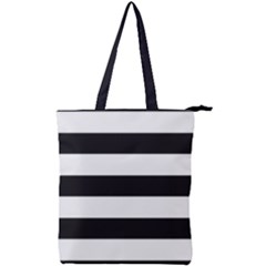 Black and White Large Stripes Goth Mime french style Double Zip Up Tote Bag