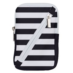 Black and White Large Stripes Goth Mime french style Belt Pouch Bag (Small)