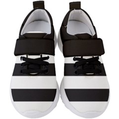 Black and White Large Stripes Goth Mime french style Kids  Velcro Strap Shoes