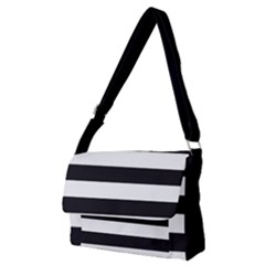 Black and White Large Stripes Goth Mime french style Full Print Messenger Bag (M)