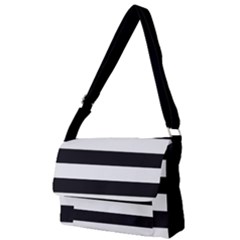 Black and White Large Stripes Goth Mime french style Full Print Messenger Bag (L)