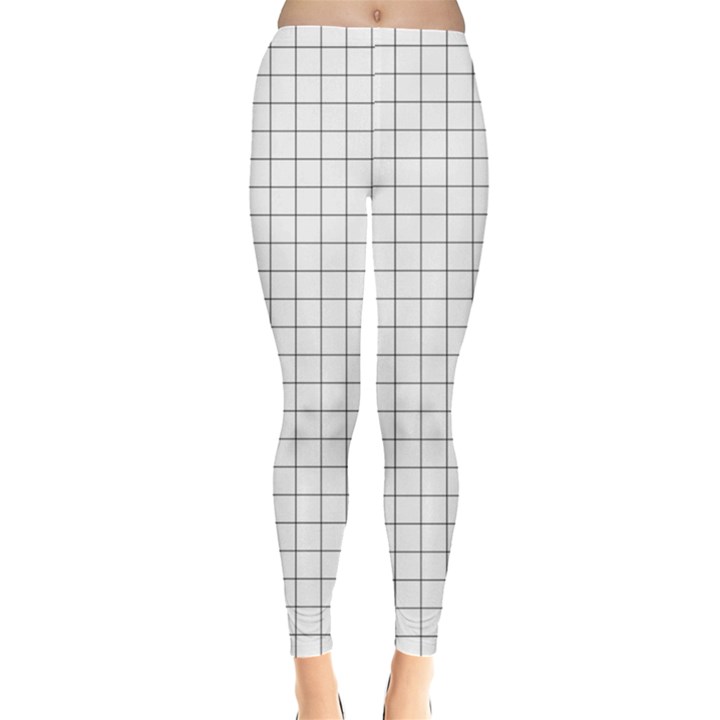 Aesthetic Black and White grid paper imitation Leggings 