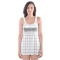 Aesthetic Black and White grid paper imitation Skater Dress Swimsuit View1