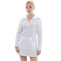 Aesthetic Black And White Grid Paper Imitation Women s Long Sleeve Casual Dress by genx