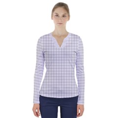 Aesthetic Black And White Grid Paper Imitation V-neck Long Sleeve Top by genx