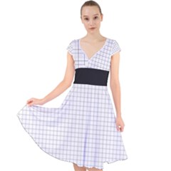 Aesthetic Black and White grid paper imitation Cap Sleeve Front Wrap Midi Dress