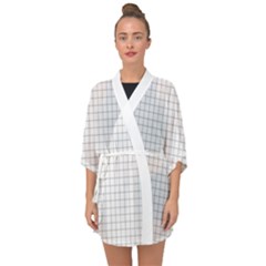 Aesthetic Black And White Grid Paper Imitation Half Sleeve Chiffon Kimono by genx