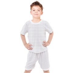 Aesthetic Black And White Grid Paper Imitation Kids  Tee And Shorts Set by genx