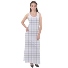 Aesthetic Black And White Grid Paper Imitation Sleeveless Velour Maxi Dress by genx