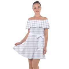 Aesthetic Black And White Grid Paper Imitation Off Shoulder Velour Dress by genx