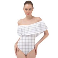 Aesthetic Black And White Grid Paper Imitation Off Shoulder Velour Bodysuit  by genx