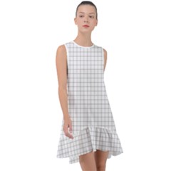 Aesthetic Black And White Grid Paper Imitation Frill Swing Dress by genx