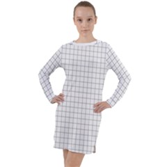 Aesthetic Black And White Grid Paper Imitation Long Sleeve Hoodie Dress by genx