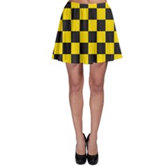Checkerboard Pattern Black And Yellow Ancap Libertarian Skater Skirt by snek