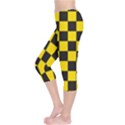 Checkerboard Pattern Black and Yellow Ancap Libertarian Capri Leggings  View3