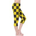 Checkerboard Pattern Black and Yellow Ancap Libertarian Capri Leggings  View4