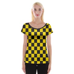 Checkerboard Pattern Black And Yellow Ancap Libertarian Cap Sleeve Top by snek