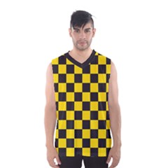 Checkerboard Pattern Black and Yellow Ancap Libertarian Men s Basketball Tank Top