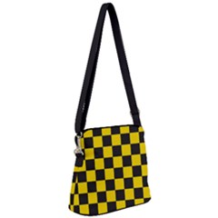 Checkerboard Pattern Black and Yellow Ancap Libertarian Zipper Messenger Bag