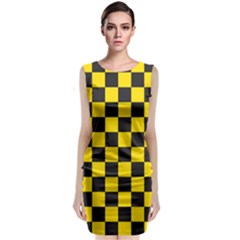 Checkerboard Pattern Black and Yellow Ancap Libertarian Classic Sleeveless Midi Dress
