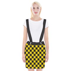 Checkerboard Pattern Black and Yellow Ancap Libertarian Braces Suspender Skirt