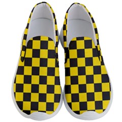 Checkerboard Pattern Black And Yellow Ancap Libertarian Men s Lightweight Slip Ons by snek