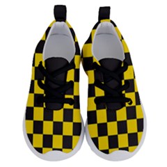 Checkerboard Pattern Black and Yellow Ancap Libertarian Running Shoes