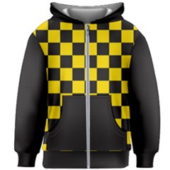 Checkerboard Pattern Black and Yellow Ancap Libertarian Kids  Zipper Hoodie Without Drawstring