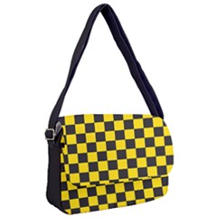 Checkerboard Pattern Black And Yellow Ancap Libertarian Courier Bag by snek