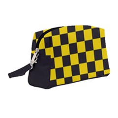 Checkerboard Pattern Black And Yellow Ancap Libertarian Wristlet Pouch Bag (medium) by snek