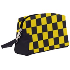 Checkerboard Pattern Black And Yellow Ancap Libertarian Wristlet Pouch Bag (large) by snek