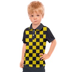 Checkerboard Pattern Black and Yellow Ancap Libertarian Kids  Polo Tee