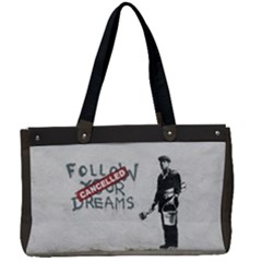 Banksy Graffiti Original Quote Follow Your Dreams Cancelled Cynical With Painter Canvas Work Bag by snek