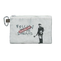 Banksy Graffiti Original Quote Follow Your Dreams Cancelled Cynical With Painter Canvas Cosmetic Bag (medium) by snek