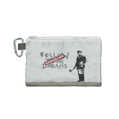 Banksy Graffiti Original Quote Follow Your Dreams Cancelled Cynical With Painter Canvas Cosmetic Bag (small) by snek