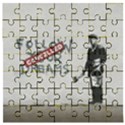 Banksy graffiti Original Quote Follow your dreams CANCELLED cynical with painter Wooden Puzzle Square View1