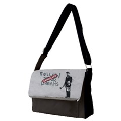 Banksy Graffiti Original Quote Follow Your Dreams Cancelled Cynical With Painter Full Print Messenger Bag (m) by snek
